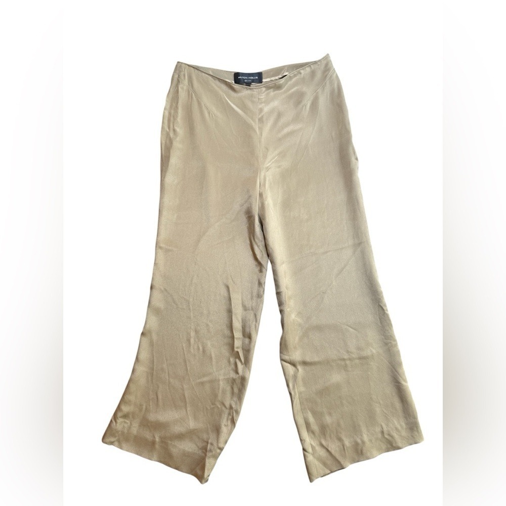 Hilton Hollis Wide Leg Pants Women 8 Champagne Excellent Satin Trousers